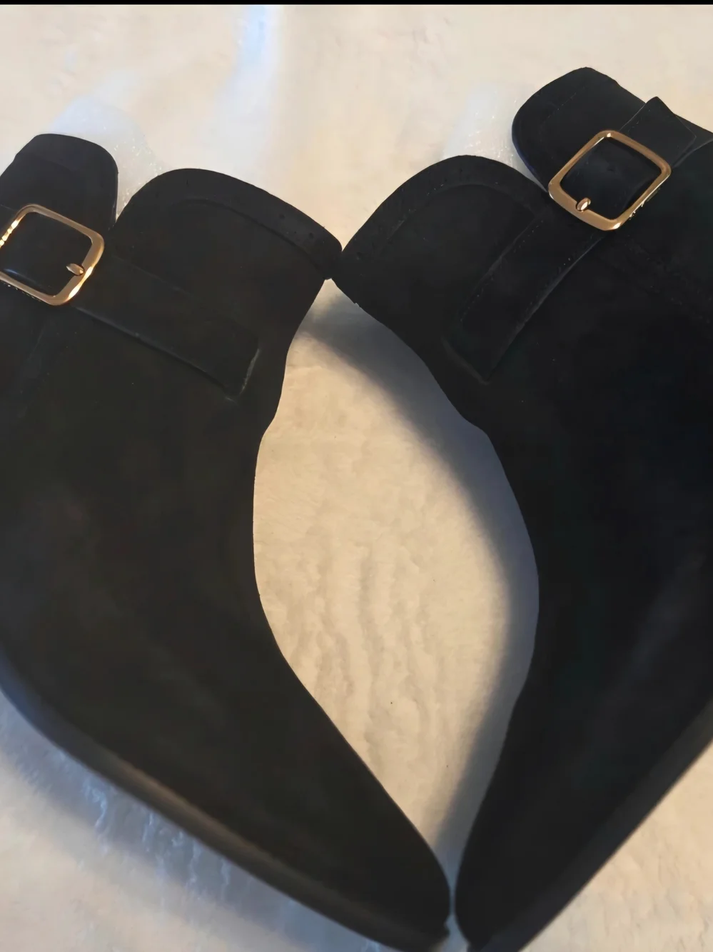 Cole Haan Norella Black Suede Buckle Ankle Boots Size 6.5 NIB